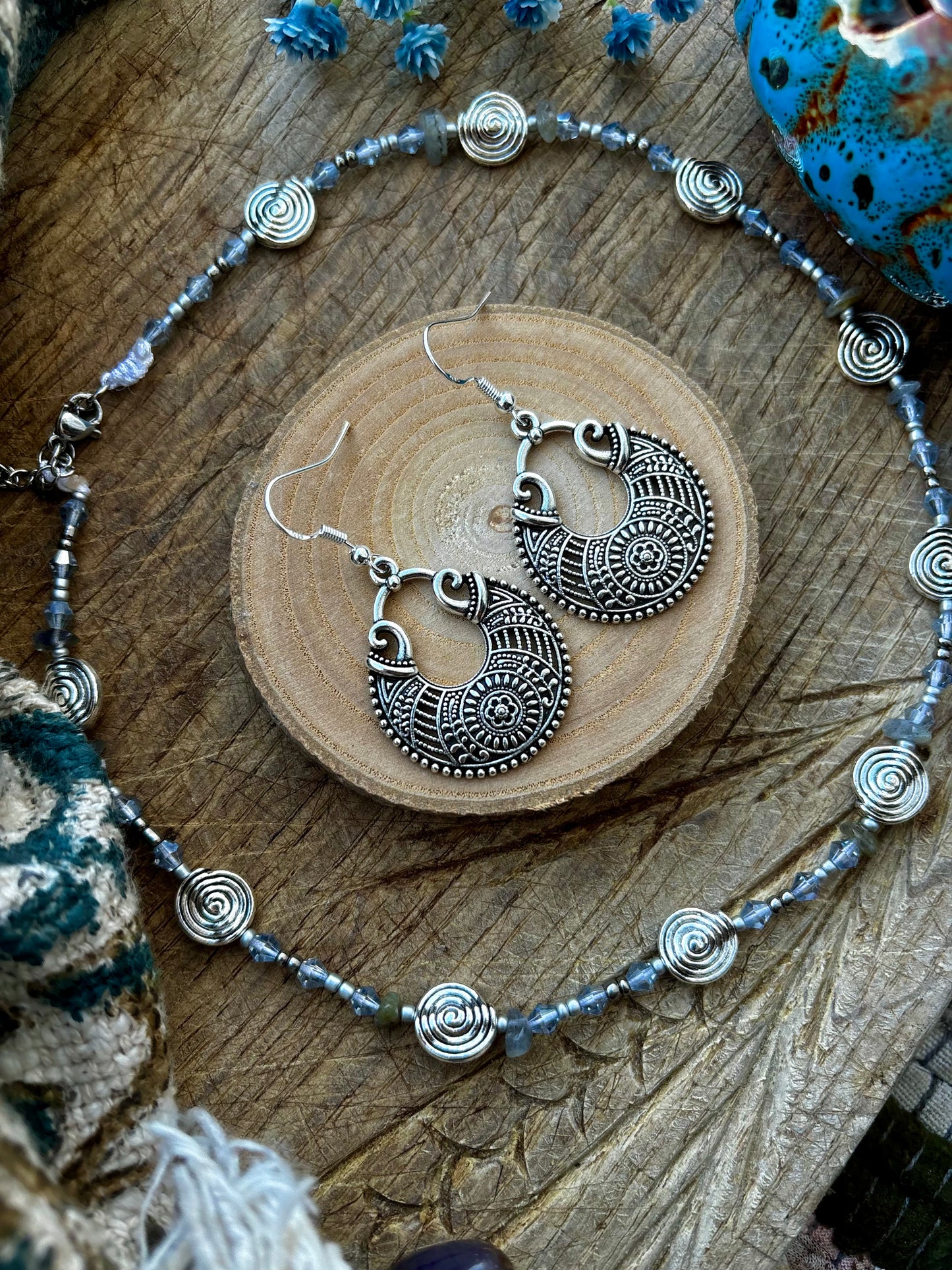 Labradorite Silver Spiral