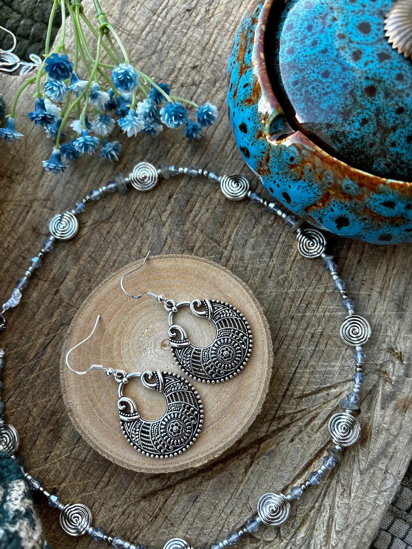 Labradorite Silver Spiral