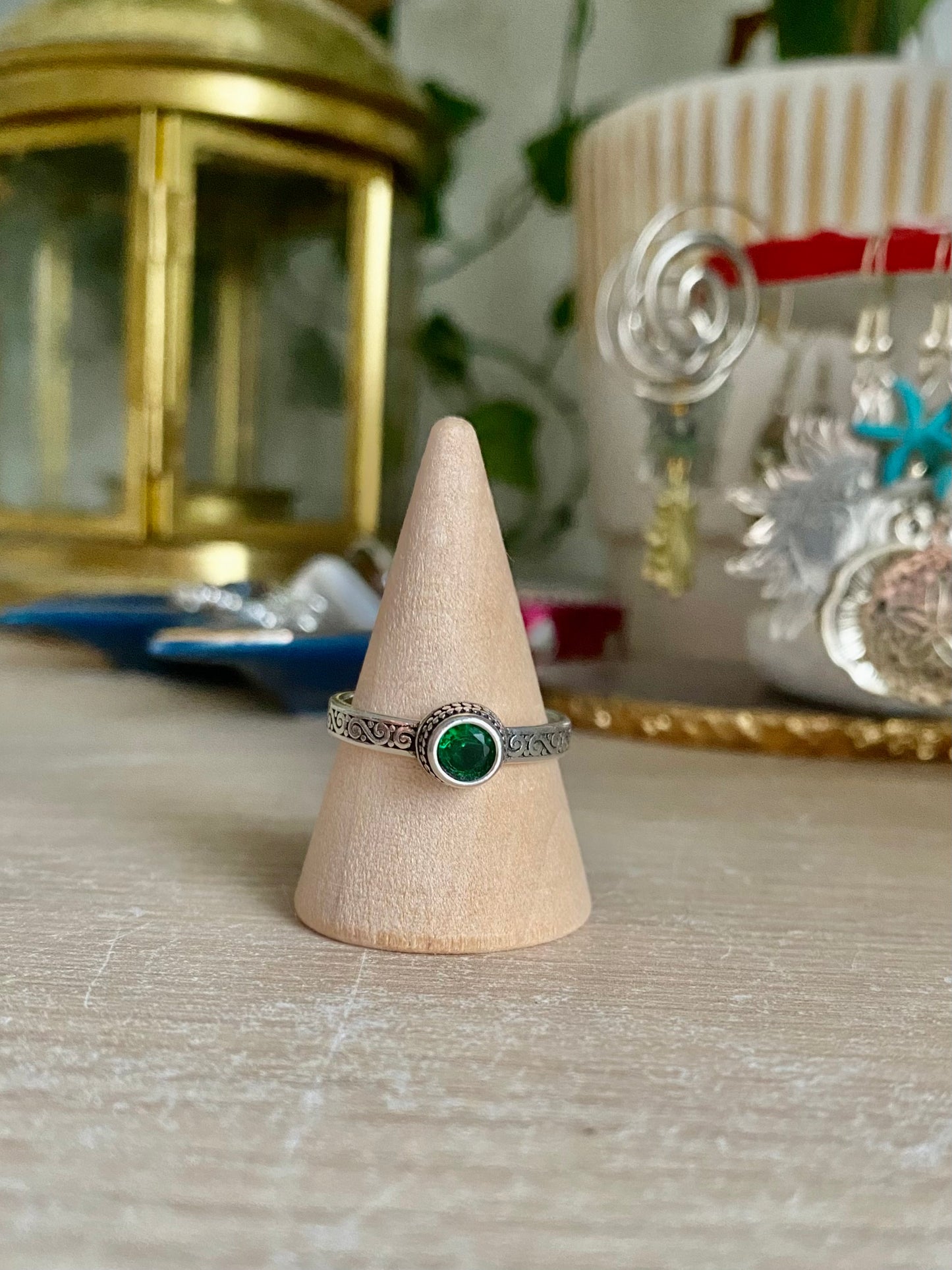 925 Green Zircon Ring