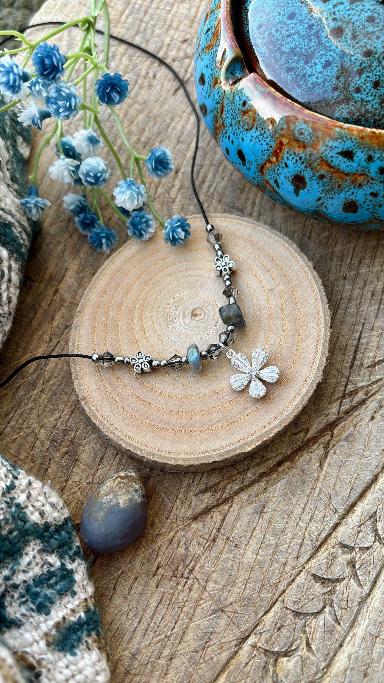 Labradorite Silver Flower Set