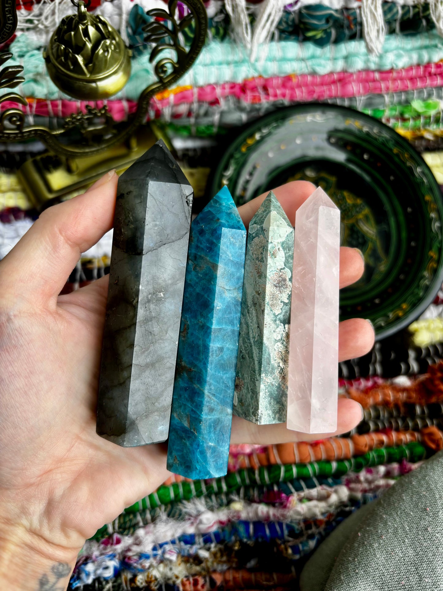 Blue Apatite Crystal Tower
