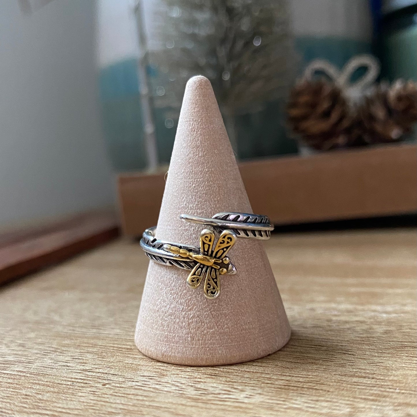 925 Silver Dragonfly Feather Ring