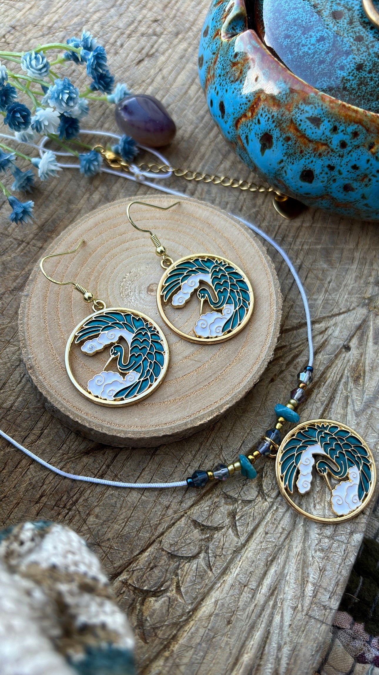 Turquoise Crane Set