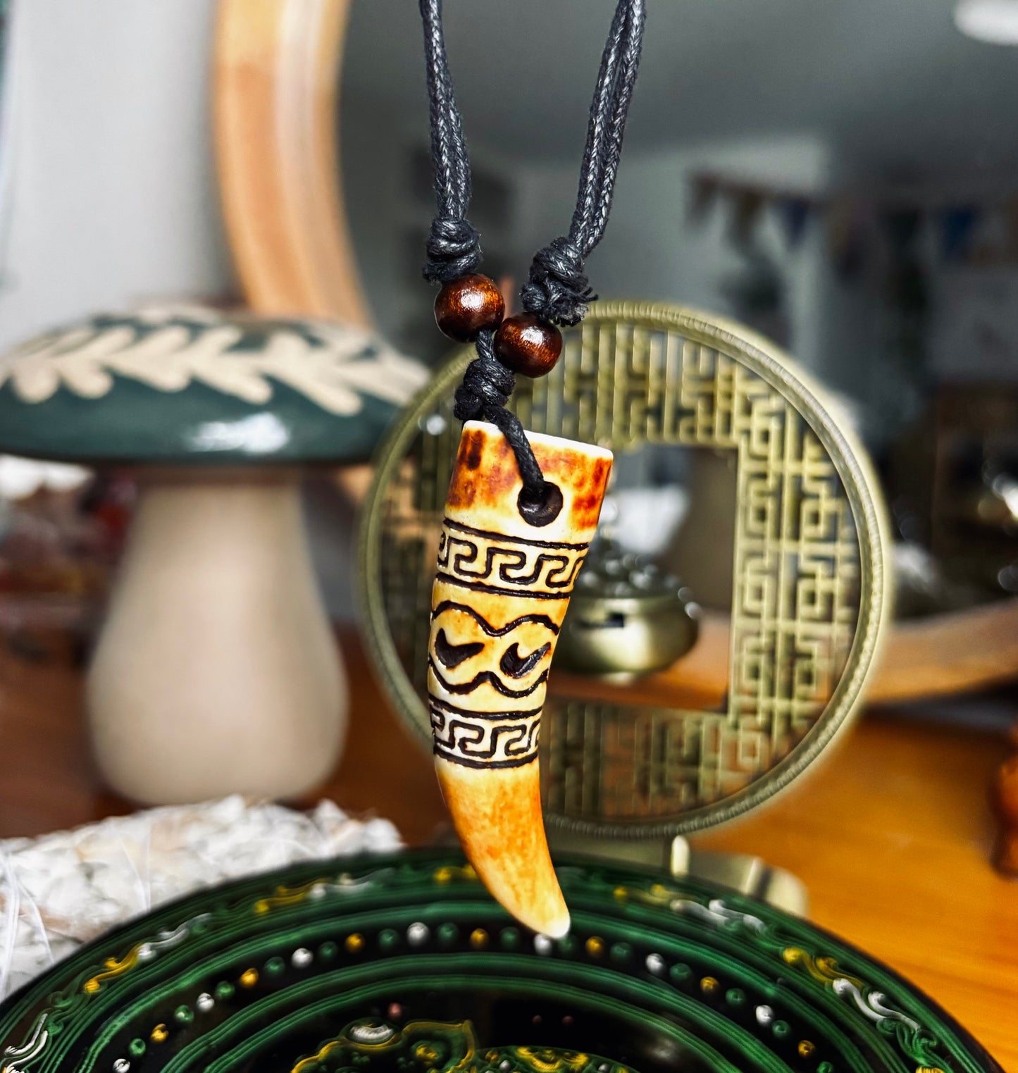 Tribal Tooth Wooden Necklace