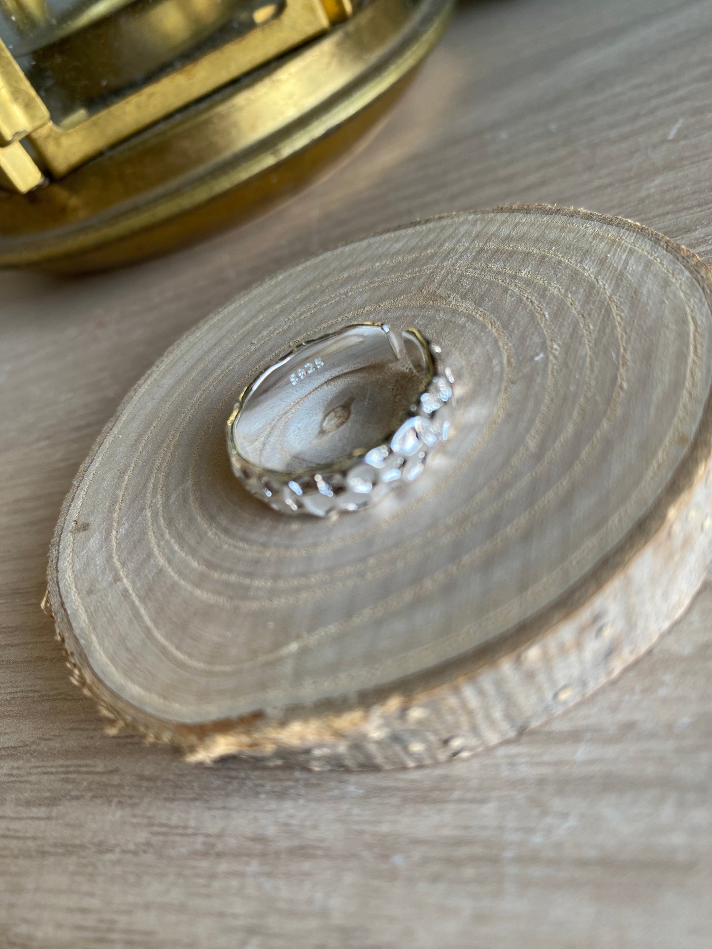 925 Silver Stone Texture Ring