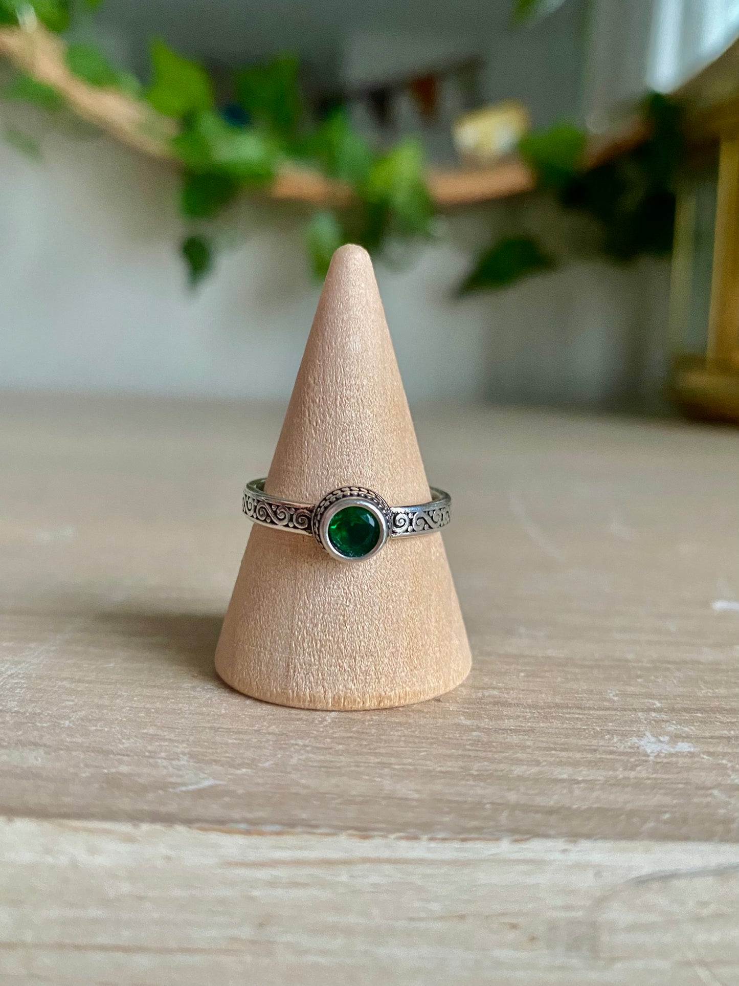 925 Green Zircon Ring