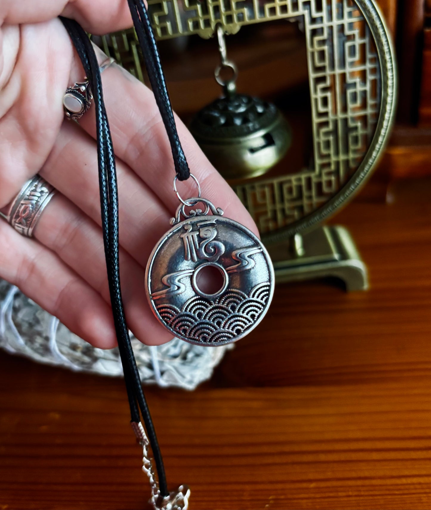 Lotus Carp Double Sided Pendant Necklace