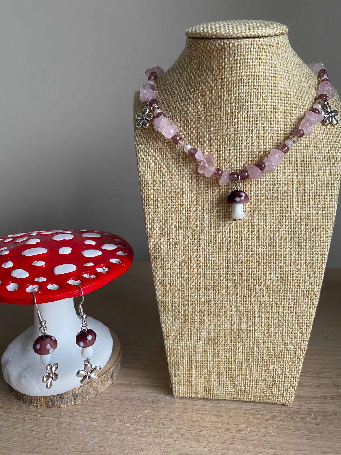 Rose Quartz Purple Mushroom