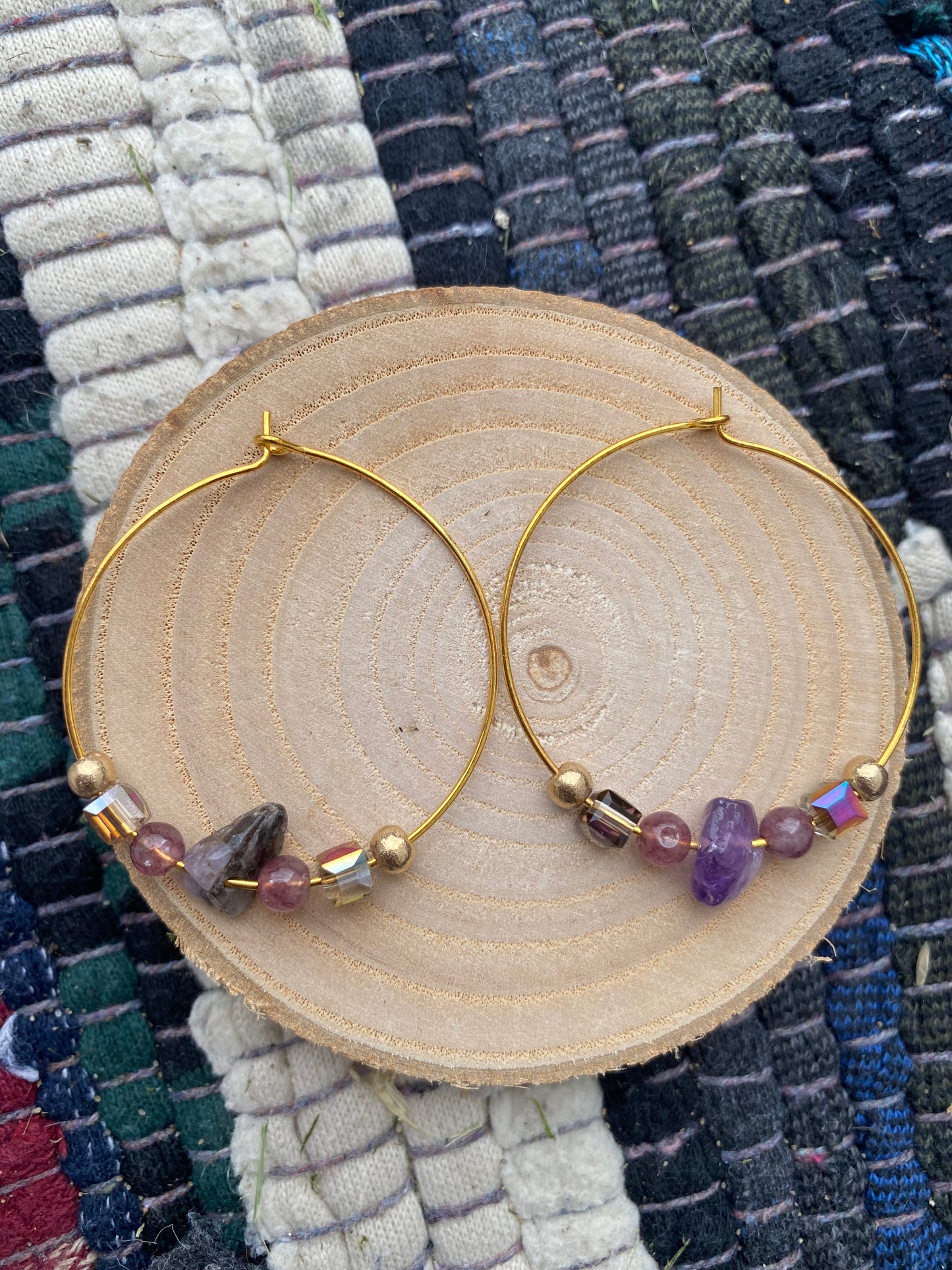 Amethyst Gold Hoops
