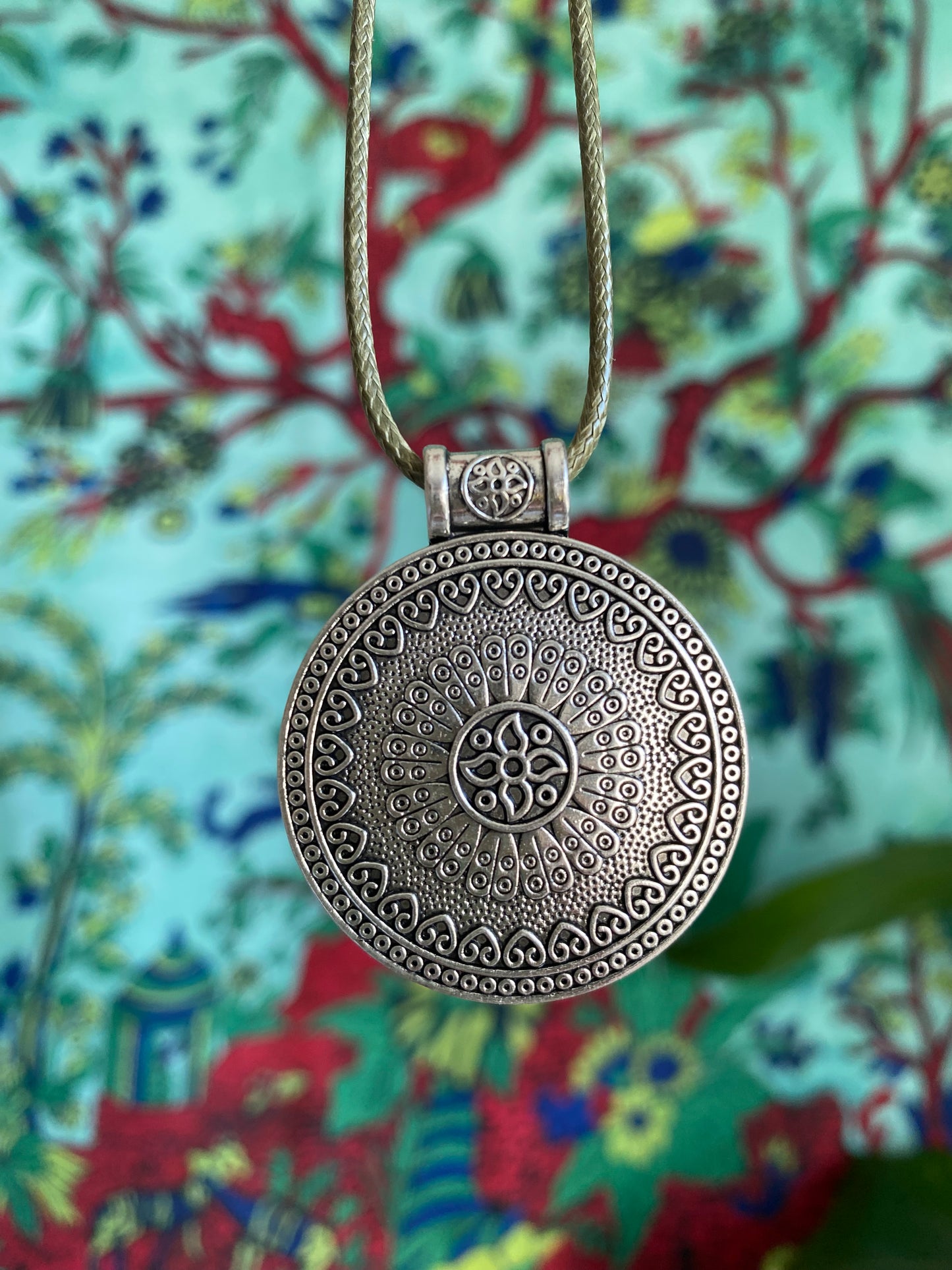 Green Cord Mandala Necklace