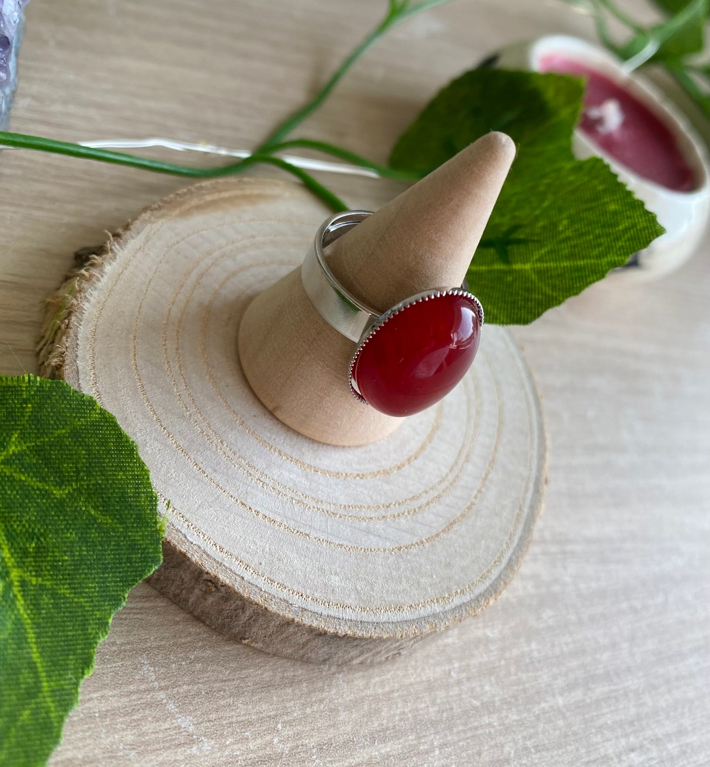 Polished Red Coral Ring
