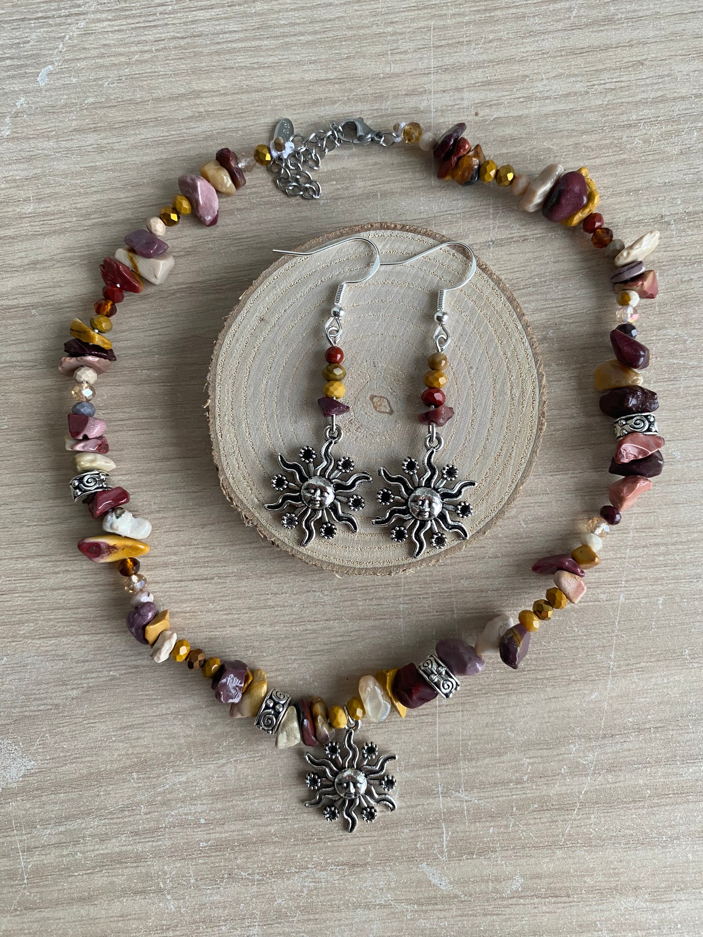 Mixed Crystal Silver Sun Choker Style