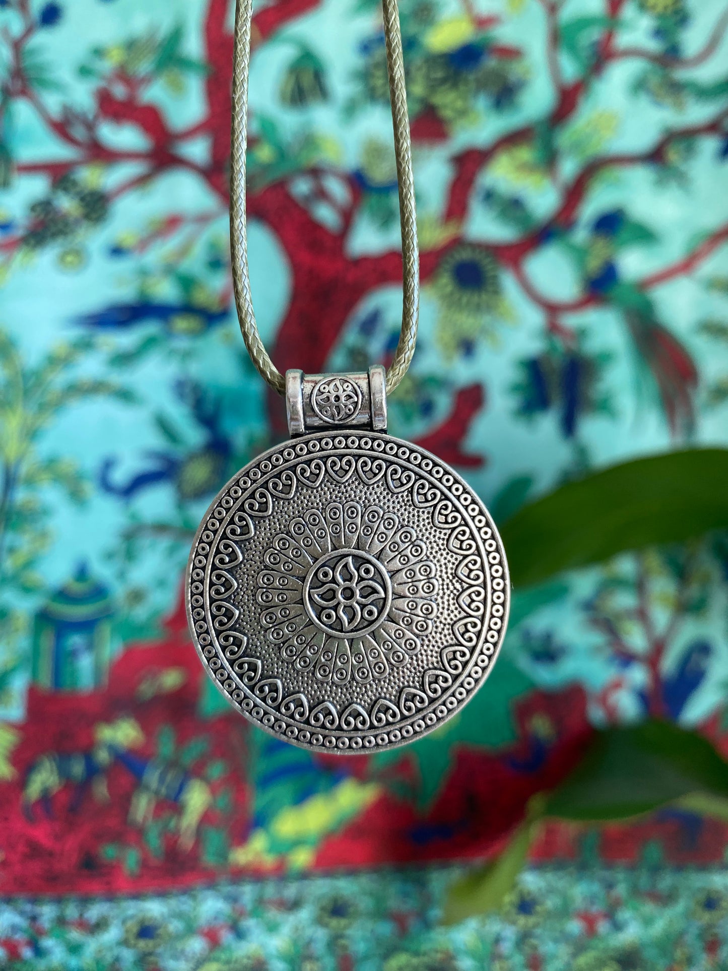 Green Cord Mandala Necklace