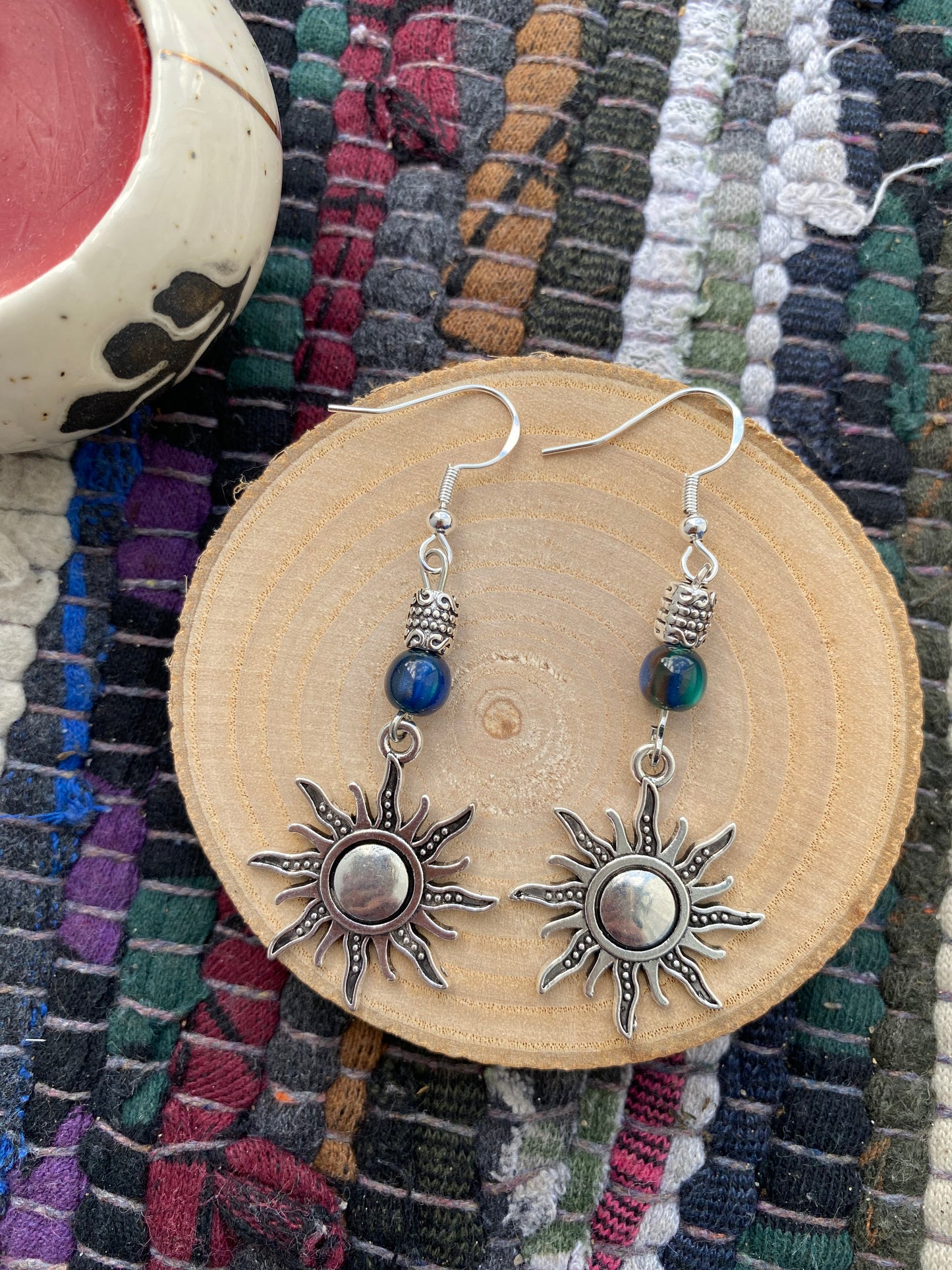 Silver Blue Bead Sun