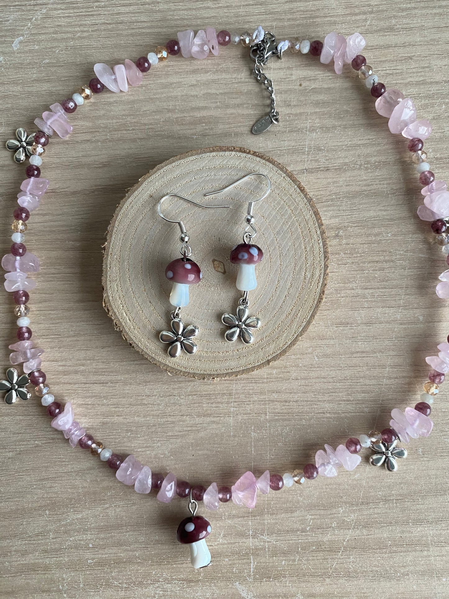 Rose Quartz Purple Mushroom