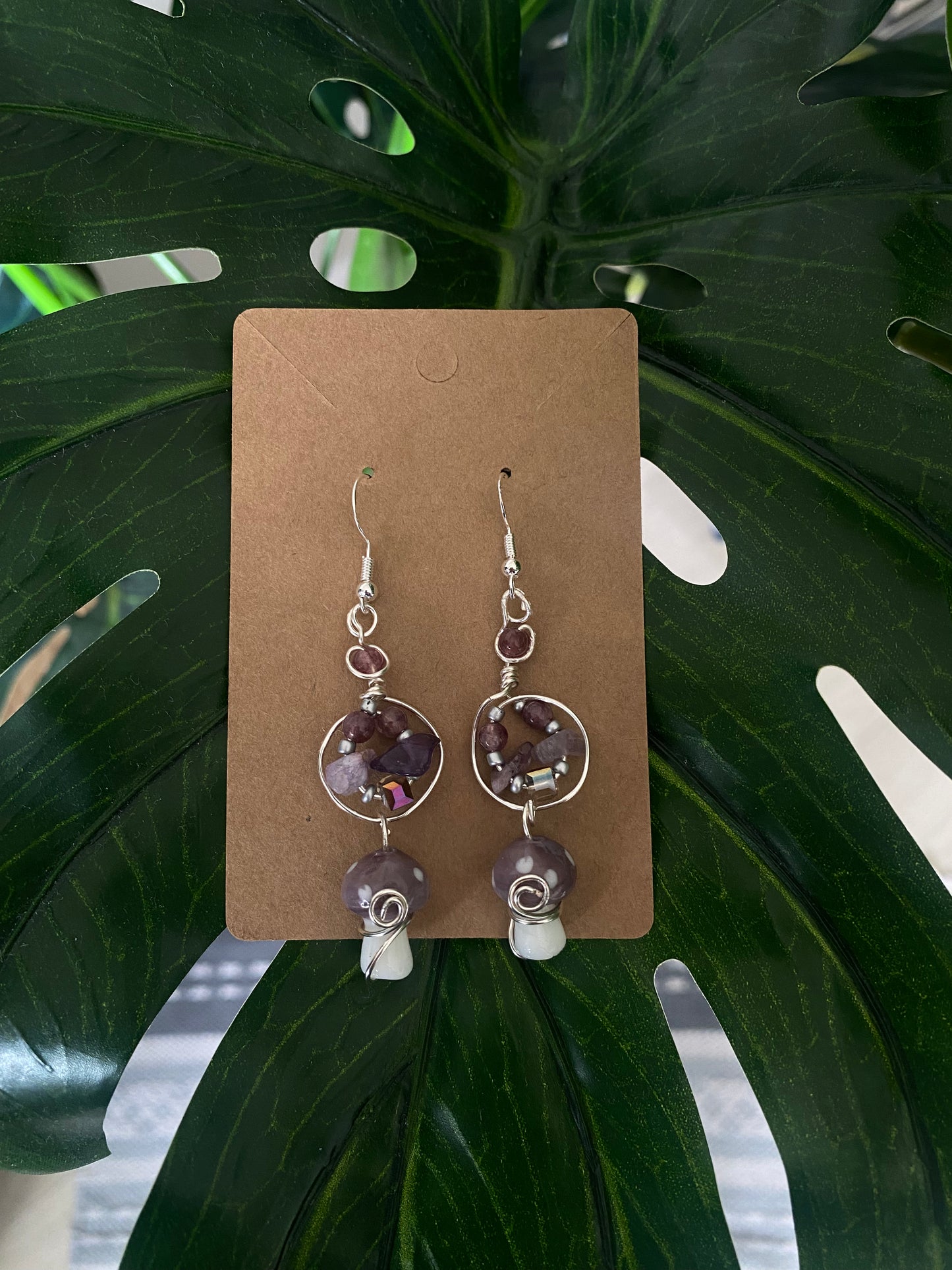 Amethyst Mushroom Earrings