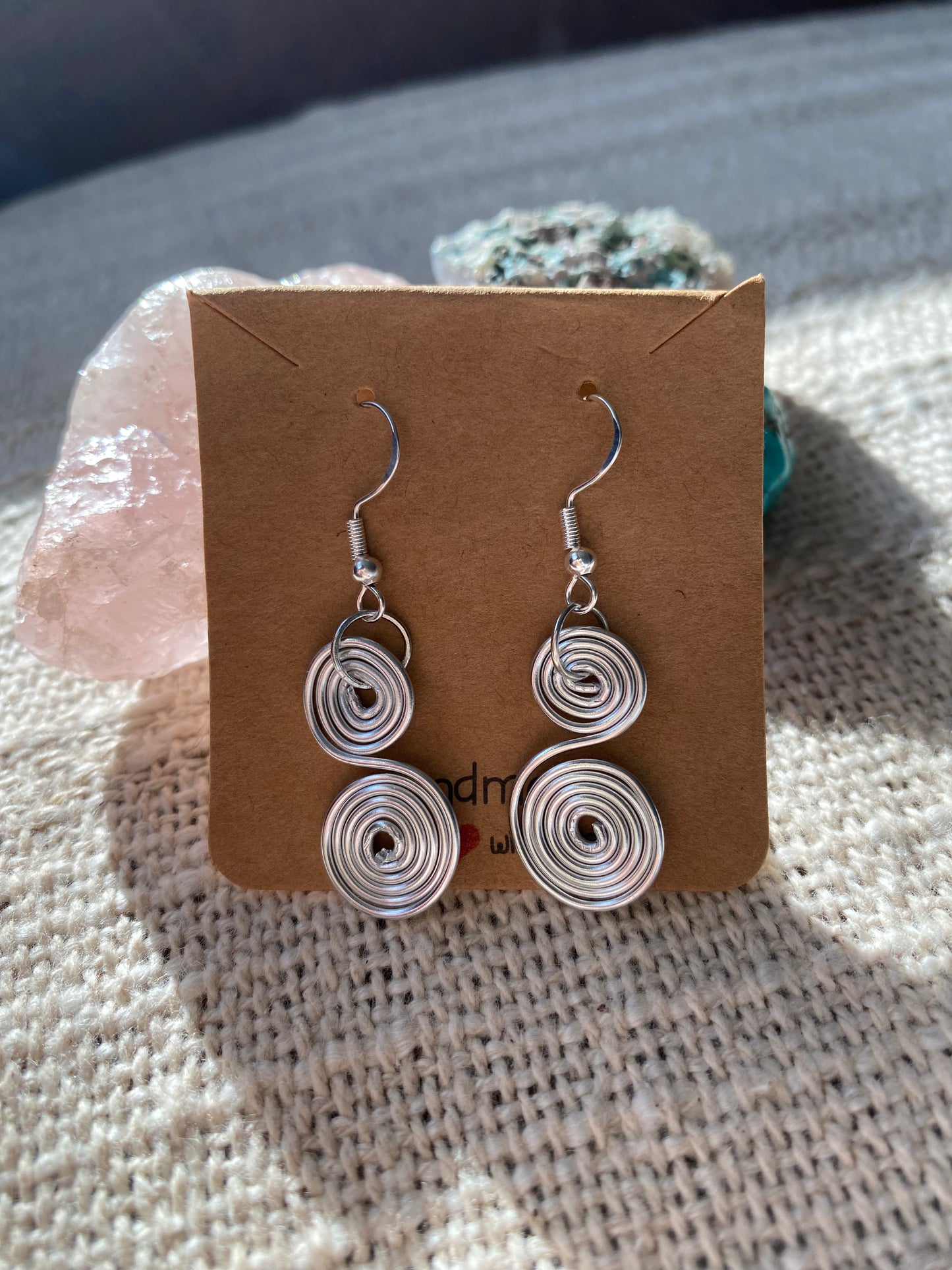 Spiral Silver Earrings And Necklace