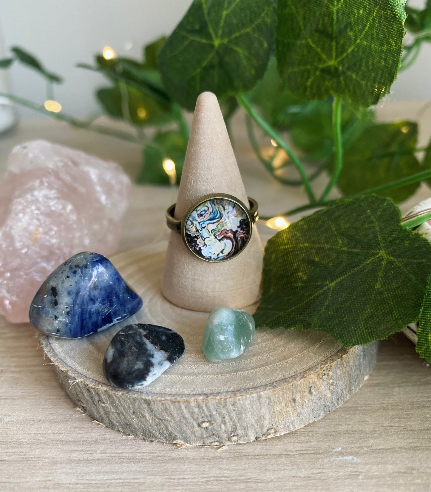 Antique Bronze Mixed Marble Ring