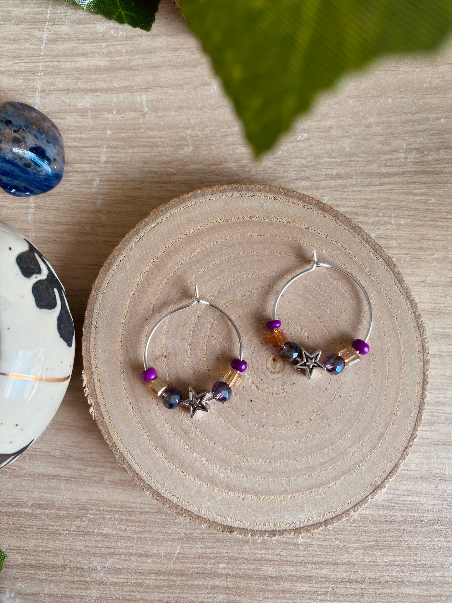 Mixed Bead Star Mini Hoops