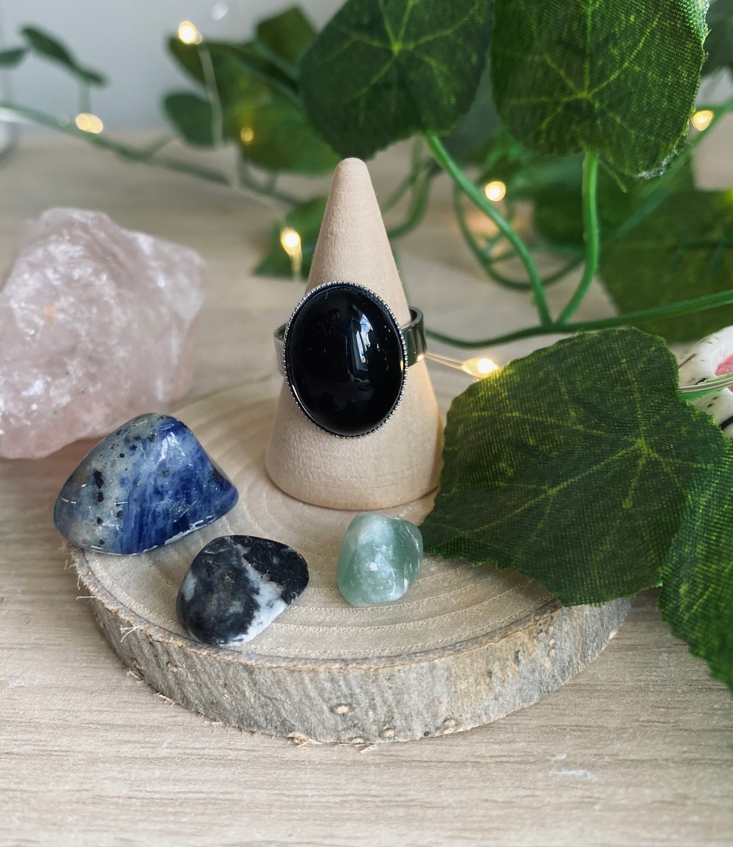 Polished Black Tourmaline Ring