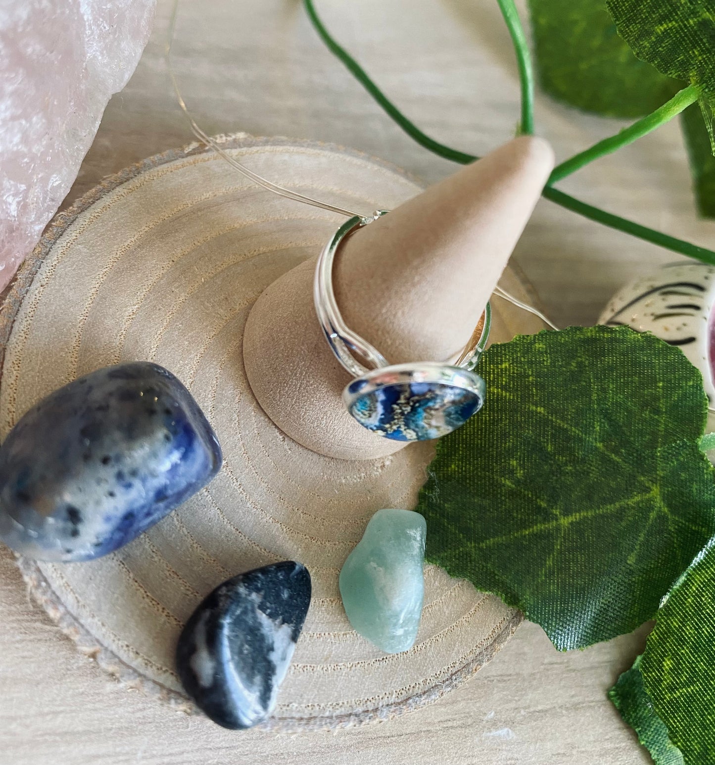Marble Ring Gold Blue