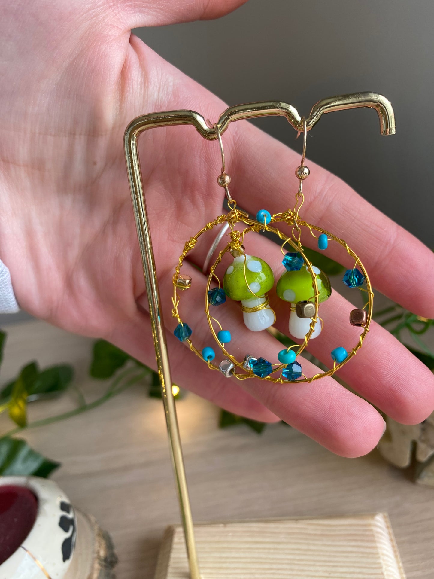 Gold Mushroom Earrings