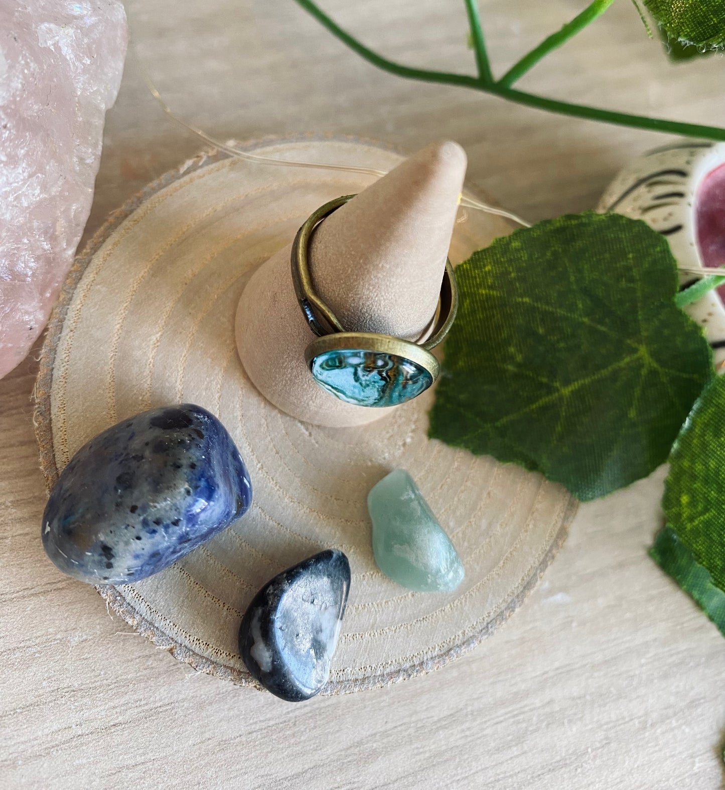Antique Bronze Marble Turquoise Ring