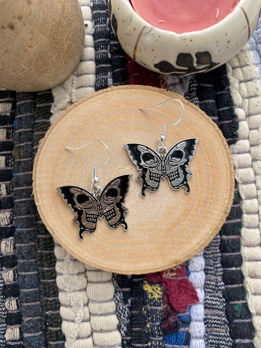Butterfly Skull Face Earrings