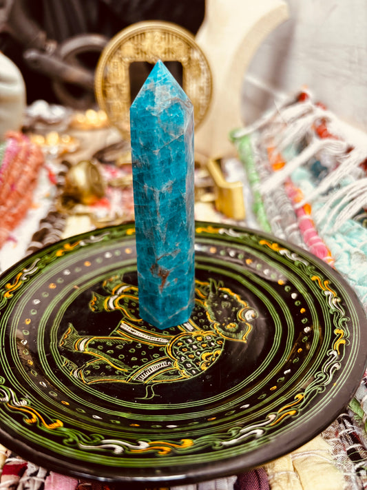 Blue Apatite Crystal Tower