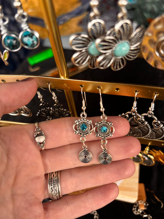 Blue zircon earrings
