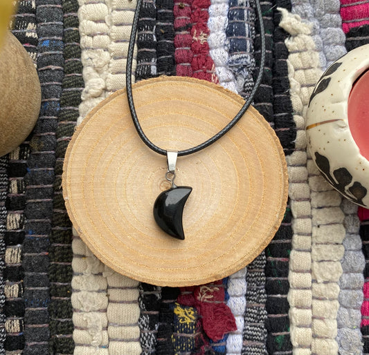 Black Obsidian Moon Necklace