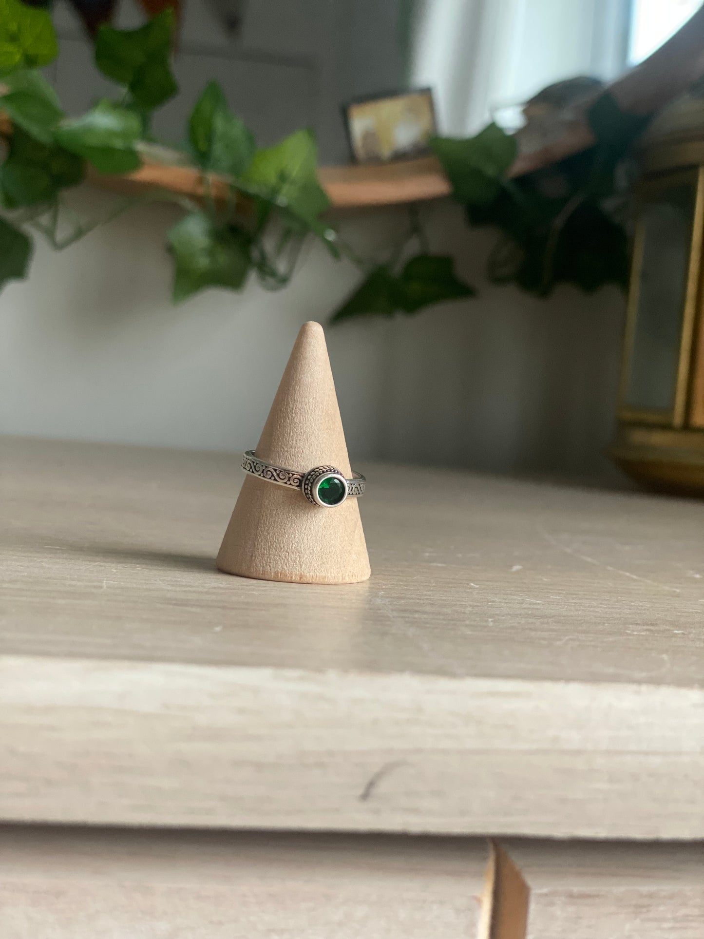 925 Green Zircon Ring