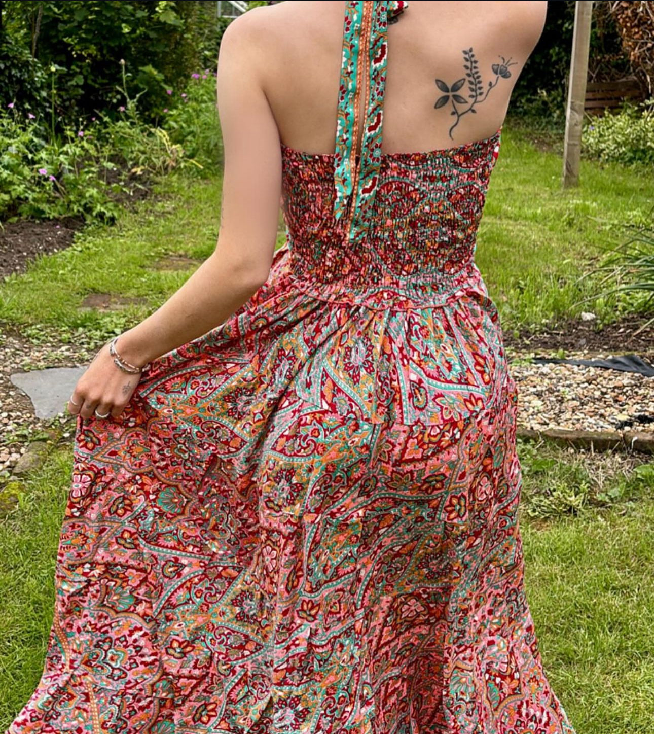 Halter Neck Paisley Print Maxi Dress