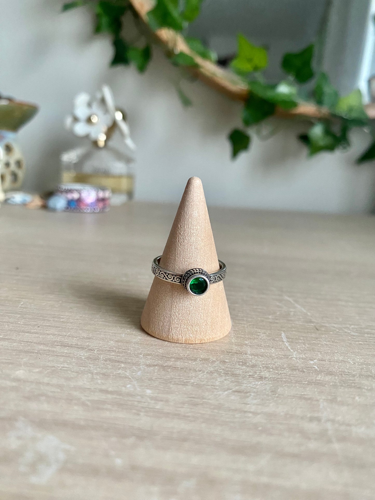 925 Green Zircon Ring