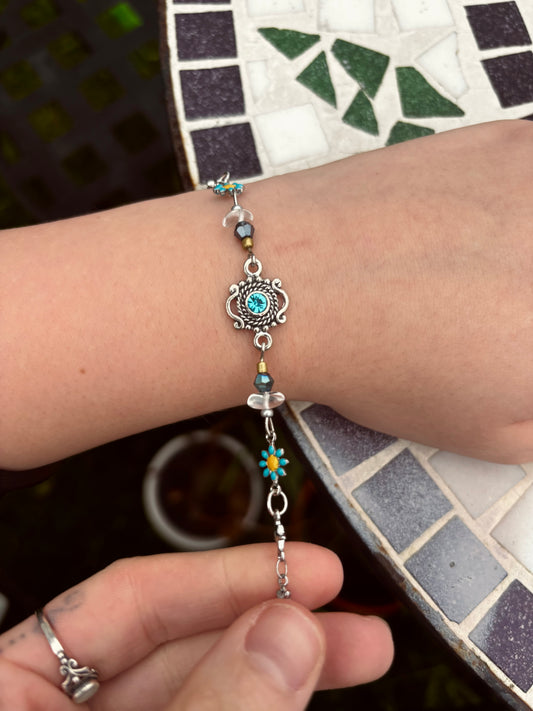 Blue Zircon Clear Quartz Bracelet