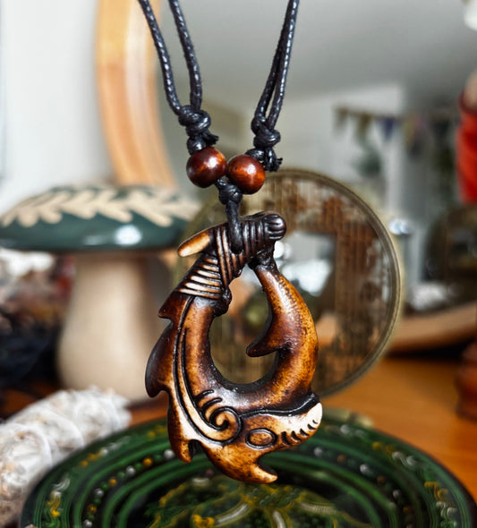 Dragon Wooden Hook Necklace
