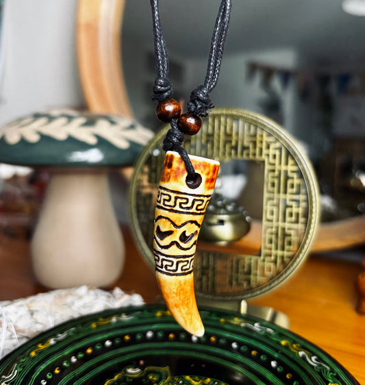 Tribal Tooth Wooden Necklace