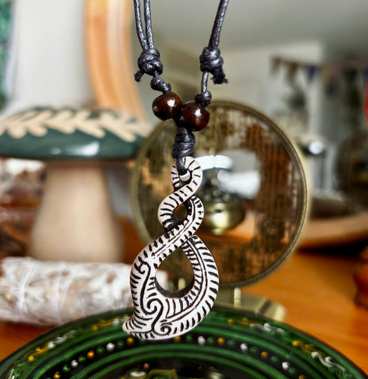 Spiral Shell Wood Necklace