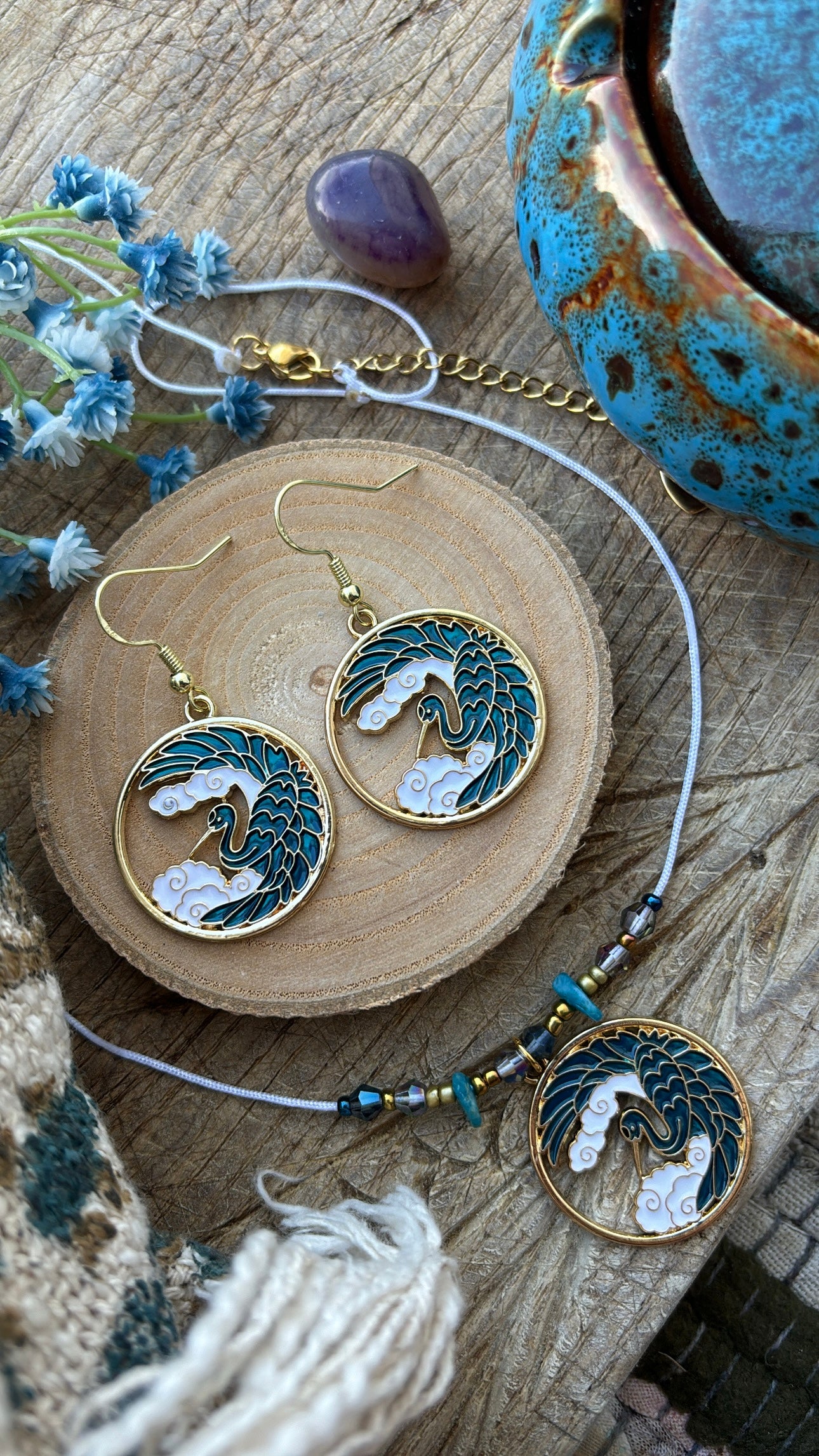 Turquoise Crane Set