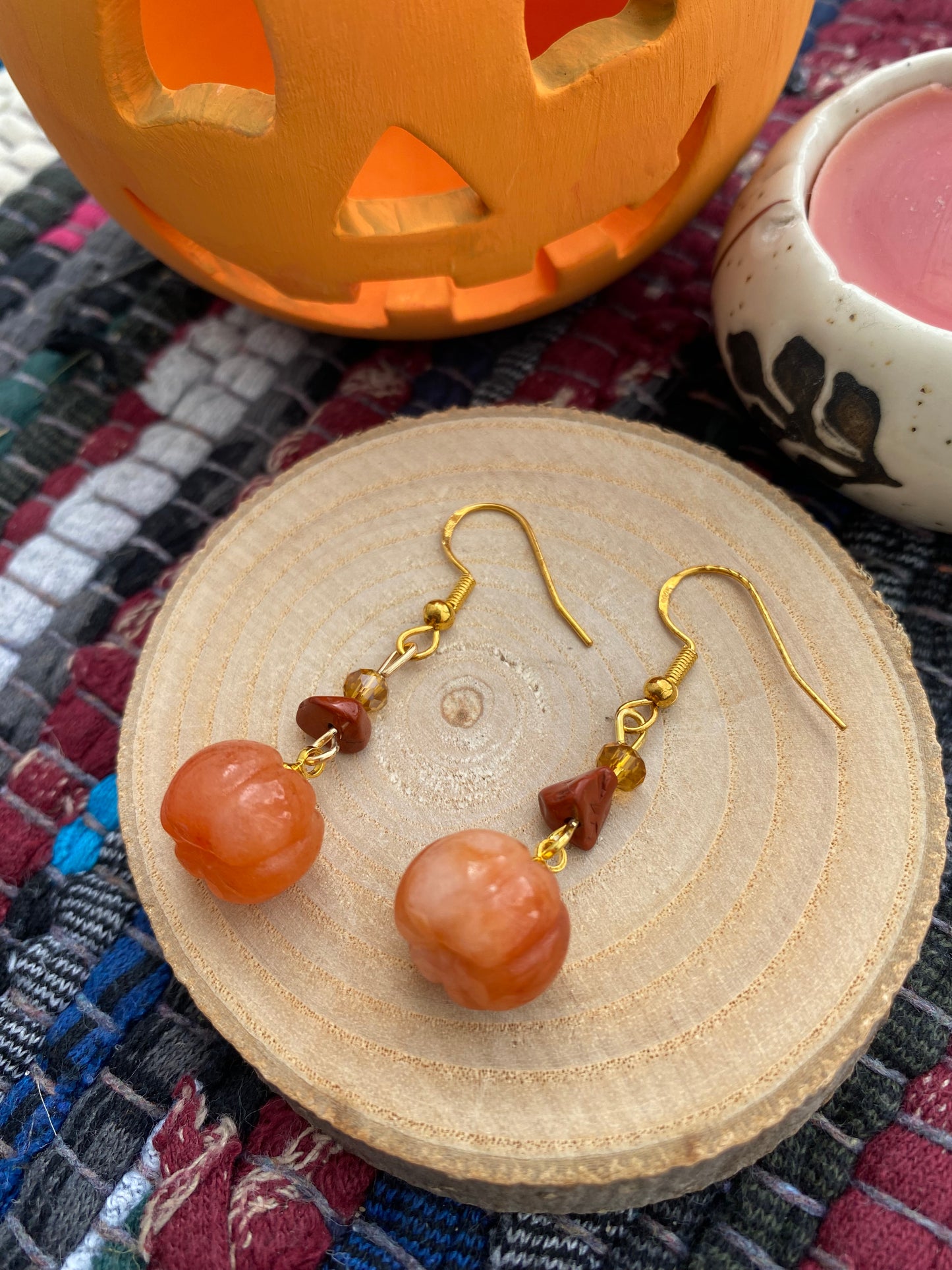 Aragonite & Red Jasper Pumpkin