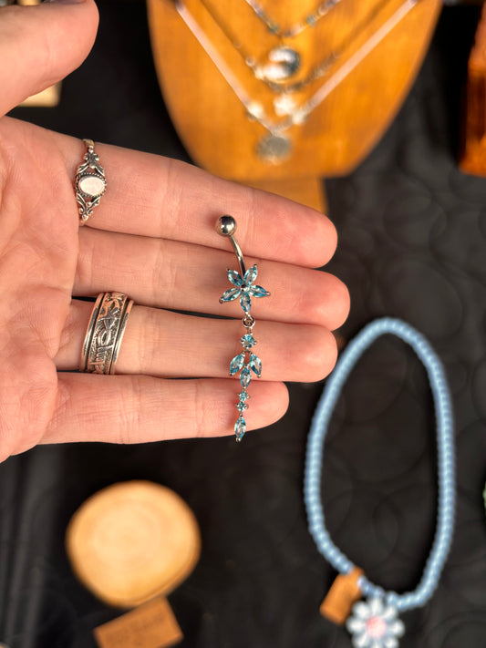Blue zircon belly bar