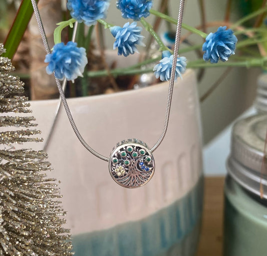 925 Sterling Silver Tree, Sun, & Moon Pendant.🌙