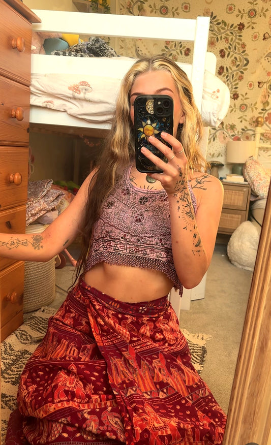 Elephant Tie Up Wrap Skirt