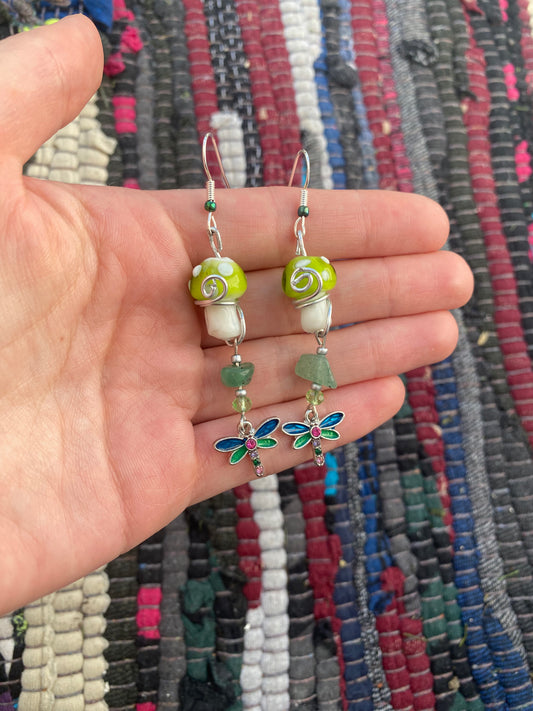 Green Aventurine Dragonfly Mushroom