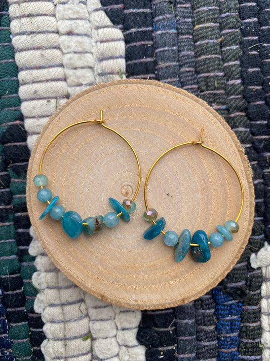 Aquamarine Gold Hoops