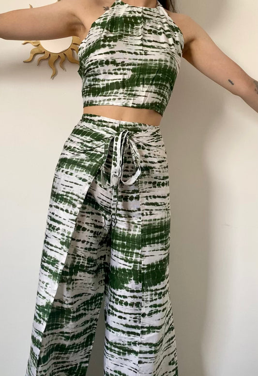 Green Tye Dye Style Halter neck Set