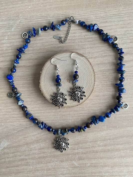 Blue Sodalite Silver Sun