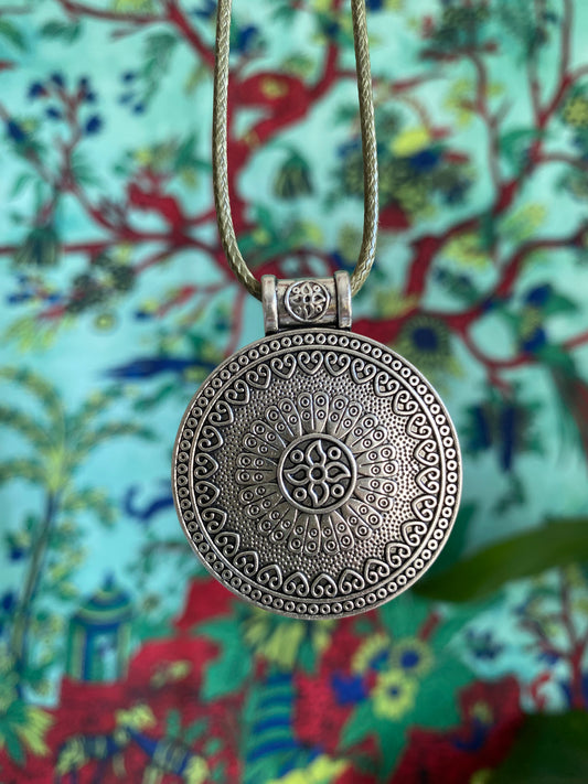Green Cord Mandala Necklace