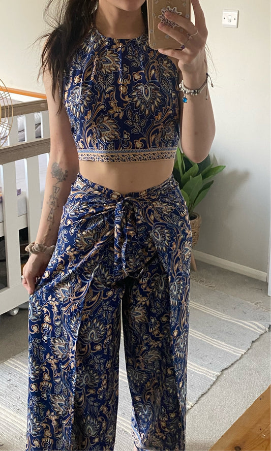 Paisley Blue Halter neck Set