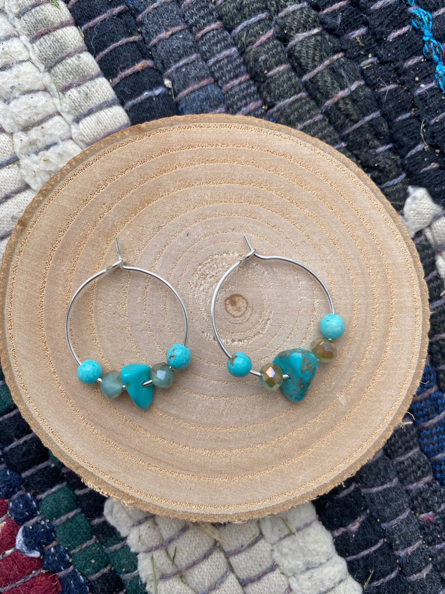 Turquoise Silver Mini Hoops